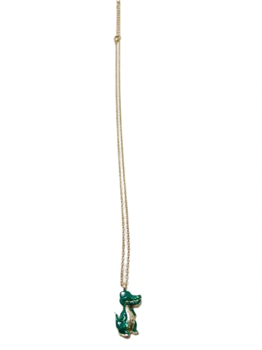 Girls Enamel Alligator Pendant Charm Gold Tone 16
